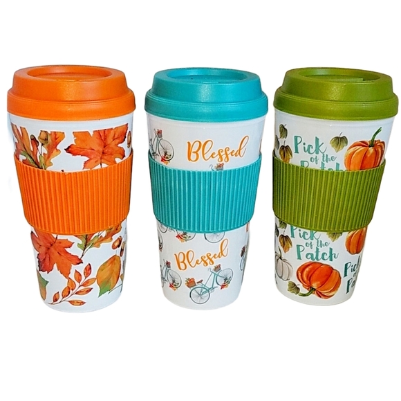 Other - Tumbler Autumn Travel Mugs Cup Tumblers Fall Coffee Pumpkins Leaves 16 oz